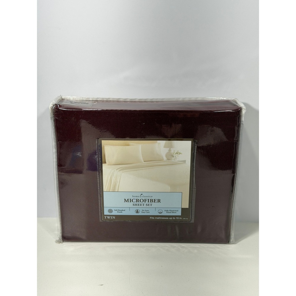 Home‎ Classics Microfiber Sheet Set Twin Burgundy 3 Piece Deep Pocket New